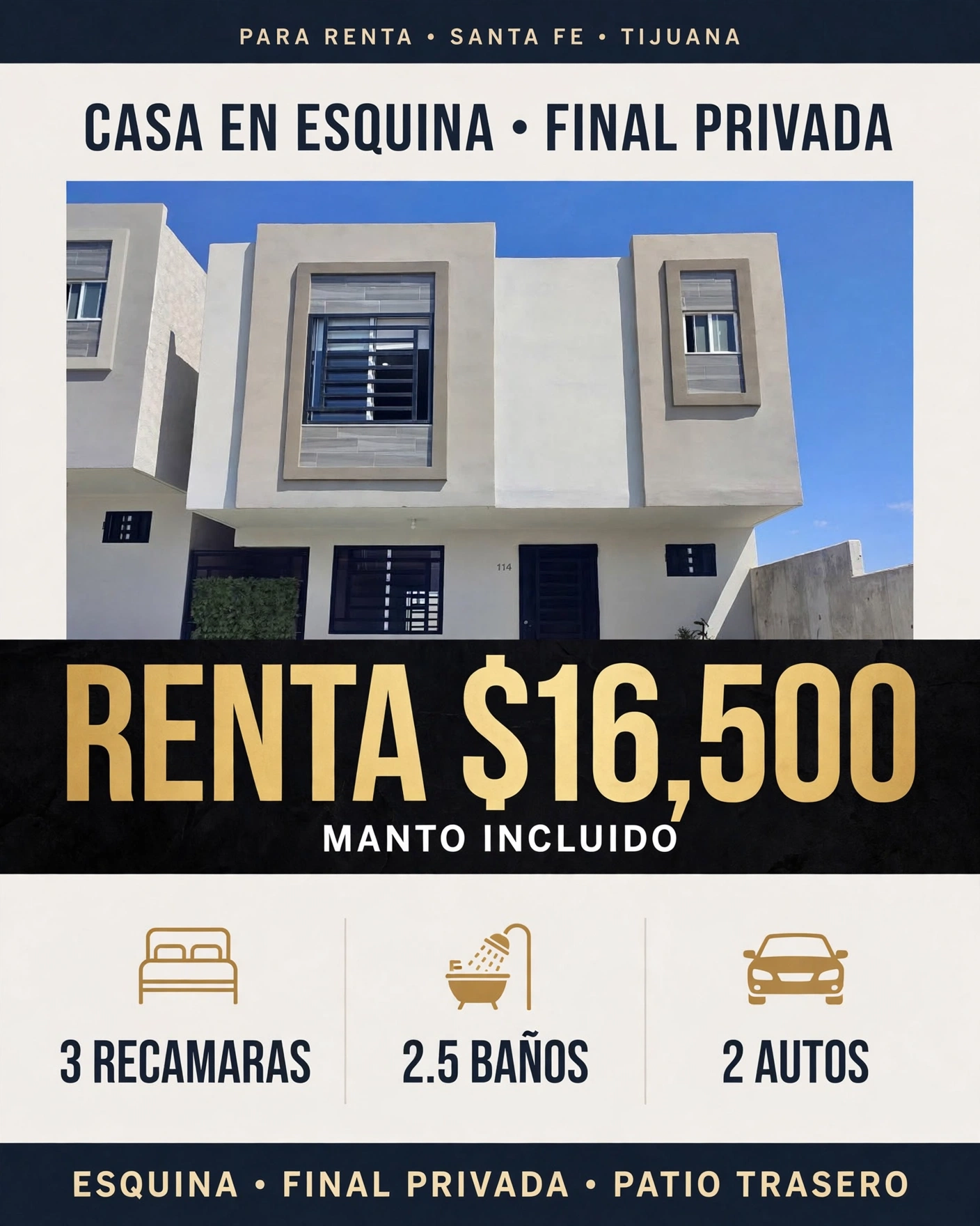 Casa nueva espaciosa 3 Recámaras, hermosa! 16,500 Mensuales